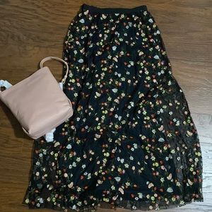 forever 21 long floral embroidered maxi skirt